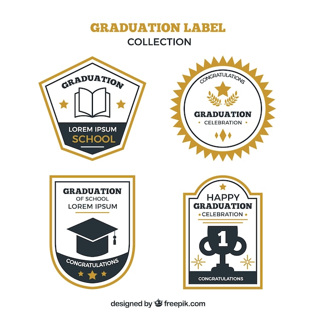 Graduation Label Collection in Flat Design – Free Download