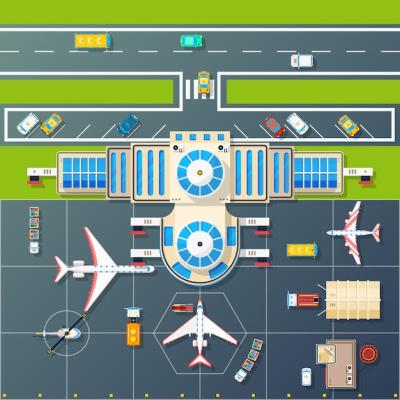 Top View Flat Image of Airport Parking – Free Download