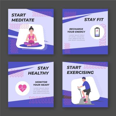 Hand Drawn Flat Design Fitness Instagram Post – Free Download