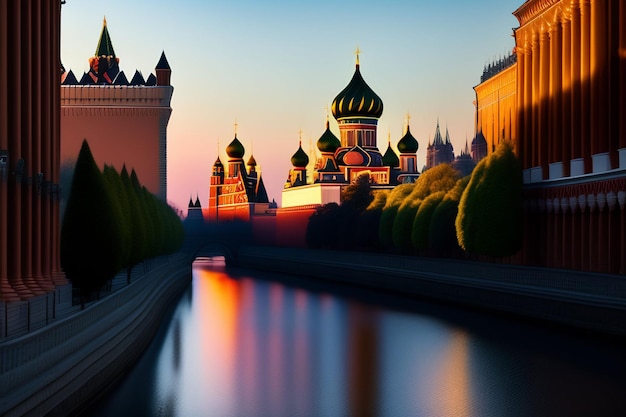 A Beautiful View of Moscow’s Cathedral and the River – Free Stock Photo, Download for Free