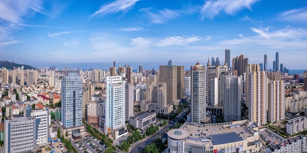 Aerial Photo of Urban Landscape in Qingdao Coastal Bay Area – Free to Download