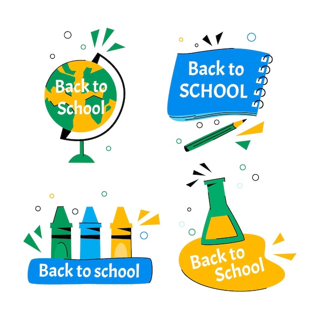 Hand Drawn Back to School Badges Collection – Download Free Stock Photos