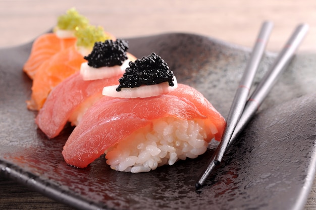 Delicious Sushi Plate with Chopsticks – Free to Download