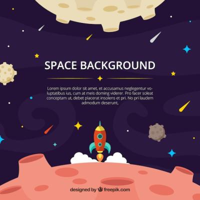 Moon Background and Rocket in Flat Design – Free Download