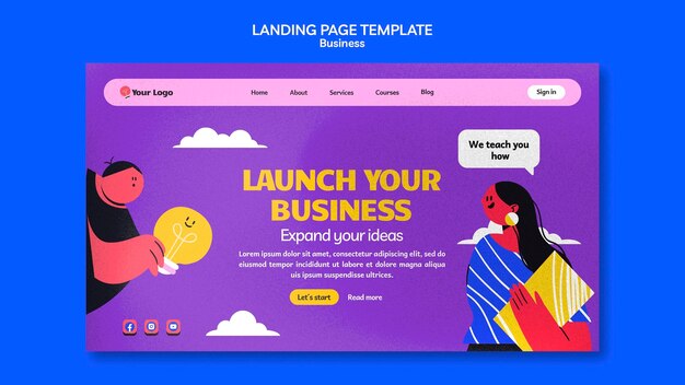 Hand Drawn Business Strategy Landing Page Template – Free Download