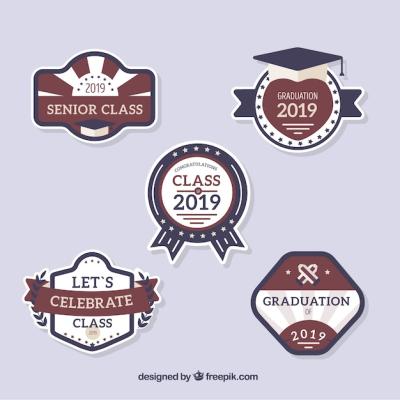 Flat Style Graduation Badges Collection – Free Download