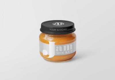 Glass Jar with Peach Jam Mockup – Free to Download