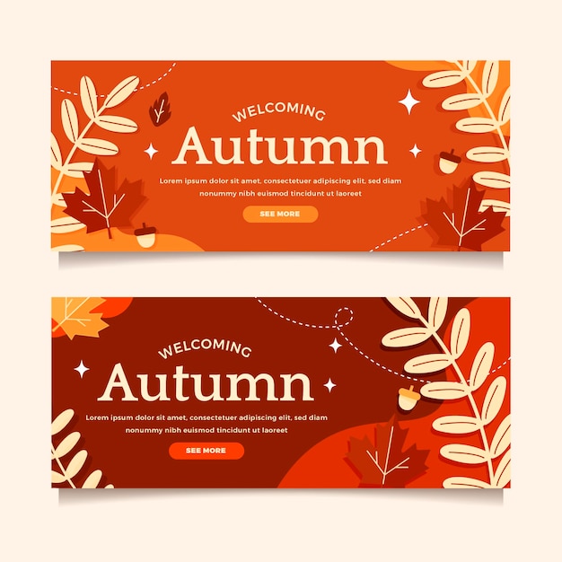 Flat Autumn Banners Set – Free Download