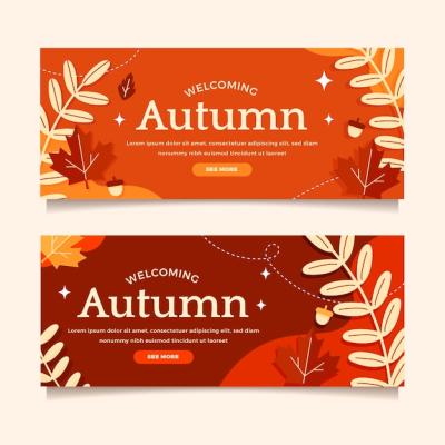 Flat Autumn Banners Set – Free Download