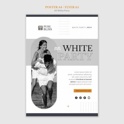 All White Party Poster Template – Free Download