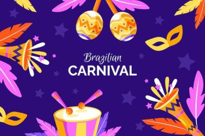 Flat Brazilian Carnival Celebration Background – Free Download