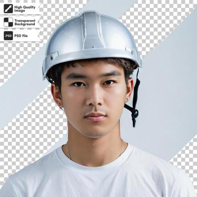 Portrait of a Person Wearing a Helmet on Transparent Background – Free to Download