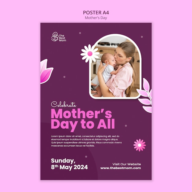 Flat Design Mother’s Day Template – Download Free Stock Photo