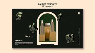 Essential Oil Bottle Display Banner Template with 3D Letters – Free Download