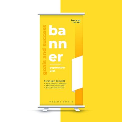 Professional Yellow Rollup Standee Display Banner Design – Free Download