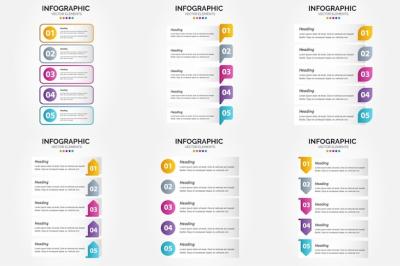 5 Steps Infographics Vector Illustration Set for Advertising and Brochure Design – Free Download