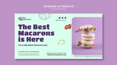 Flat Design French Macarons Facebook Template – Free Download