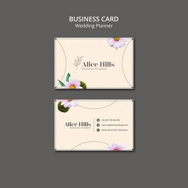 Floral Wedding Planner Business Card – Free Download