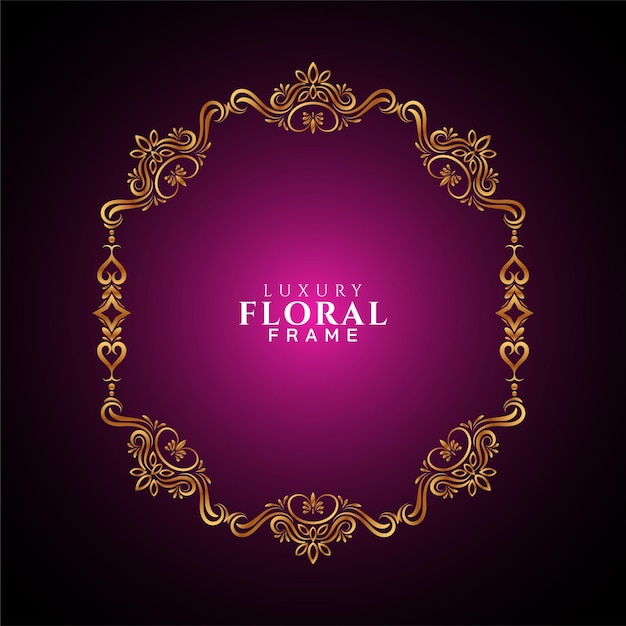 Beautiful Golden Frame Design on Purple Background – Free Download