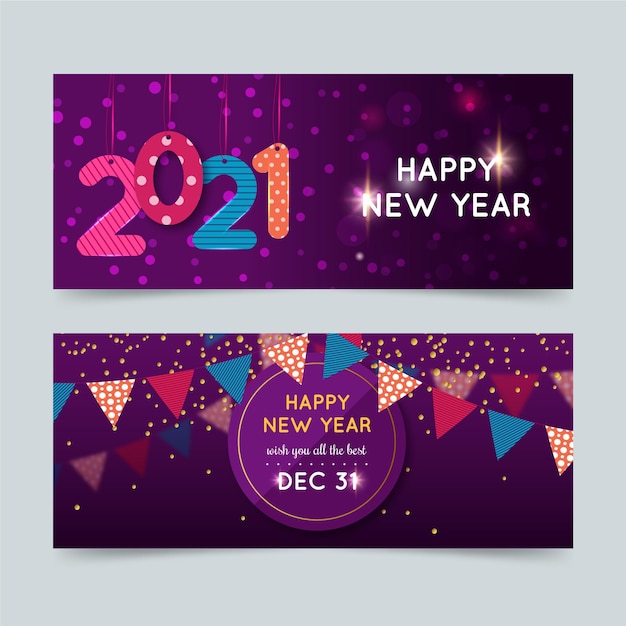 Abstract New Year 2021 Party Banners Template – Free Download