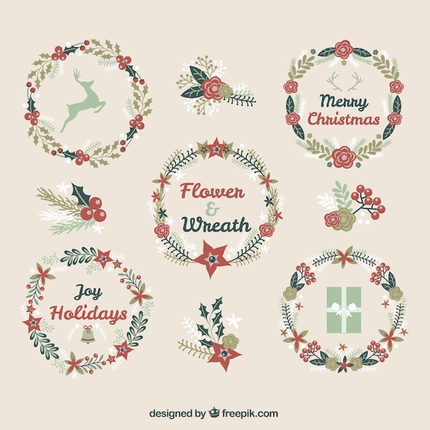 Beautiful Christmas Flowers and Wreaths – Free Download