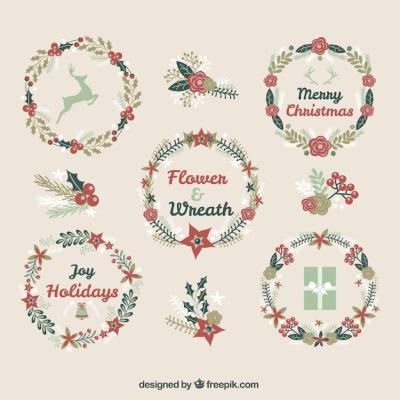 Beautiful Christmas Flowers and Wreaths – Free Download