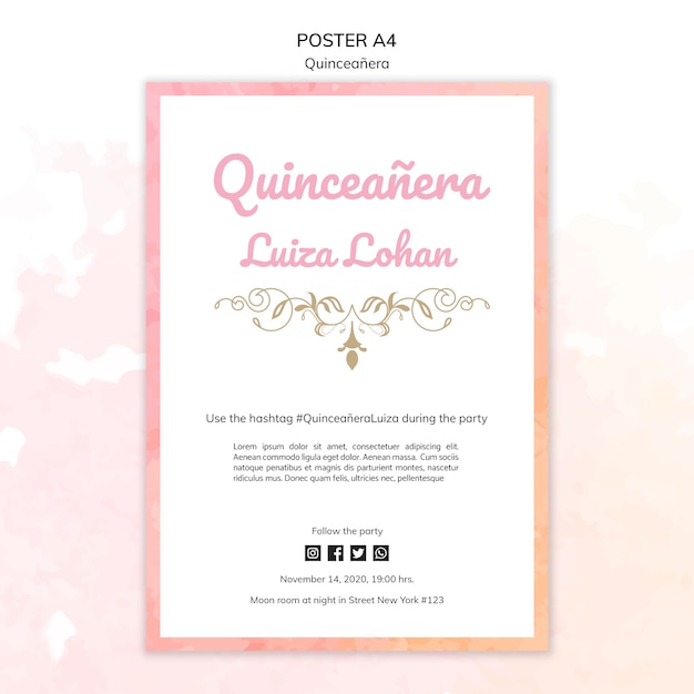 Quinceanera Party Poster Template – Free Download