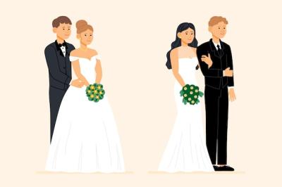 Lovely Hand Drawn Wedding Couples – Free Download