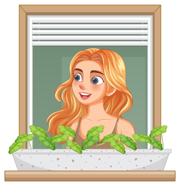 Smiling Woman in Window Garden – Free Download, Free Stock Photo