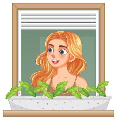 Smiling Woman in Window Garden – Free Download, Free Stock Photo