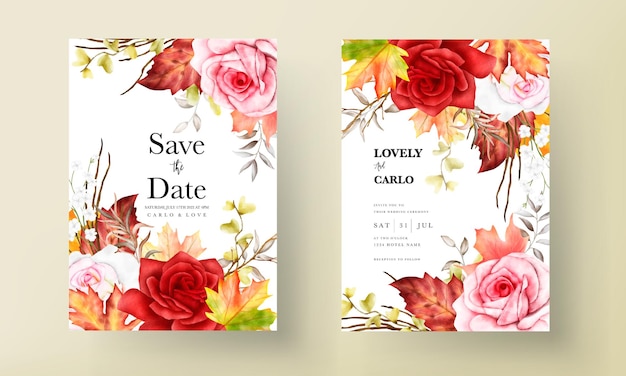 Beautiful Watercolor Floral Wreath Invitation Card Set – Free Download