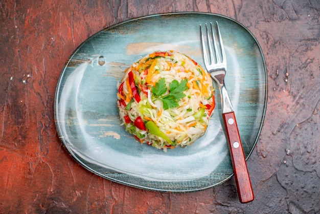 Round Vegetable Salad on Dark Table | Free Download