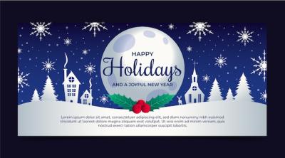 Gradient Happy Holidays Horizontal Banner – Free Download