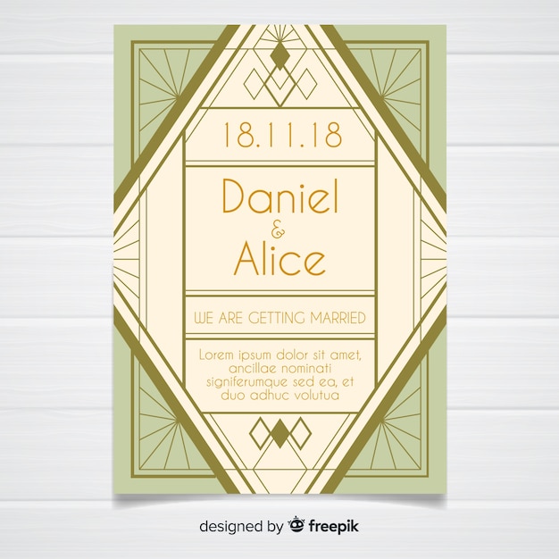 Art Deco Wedding Invitation Template – Free Download