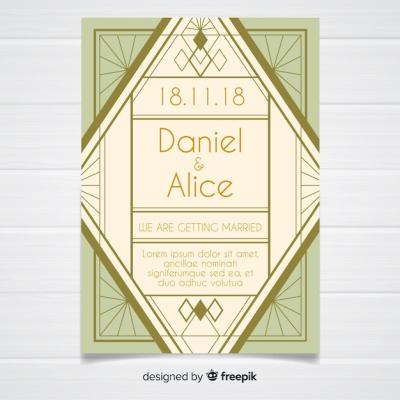 Art Deco Wedding Invitation Template – Free Download