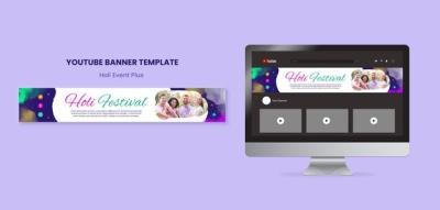 Holi Celebration YouTube Banner Template – Free Download