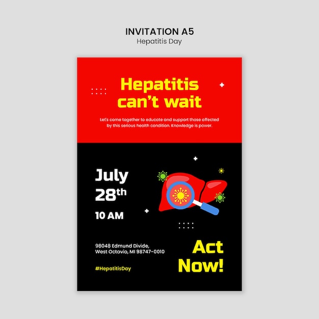 Hepatitis Day Awareness Template in Flat Design – Free Download