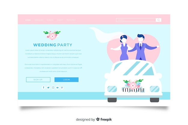 Flat Wedding Landing Page Template – Free Download