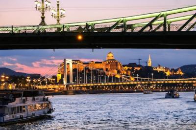 Evening View of the Danube River and Bridges in Budapest – Free Stock Photo, Download for Free