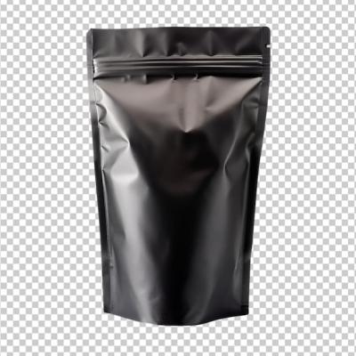 Black Doypack Food Bag Packaging on Transparent Background – Free Download