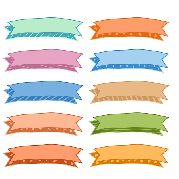 Classic Hand-Drawn Colorful Ribbons Set – Free Download