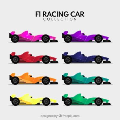 Formula 1 Racing Car Collection in Various Colors – Free Download