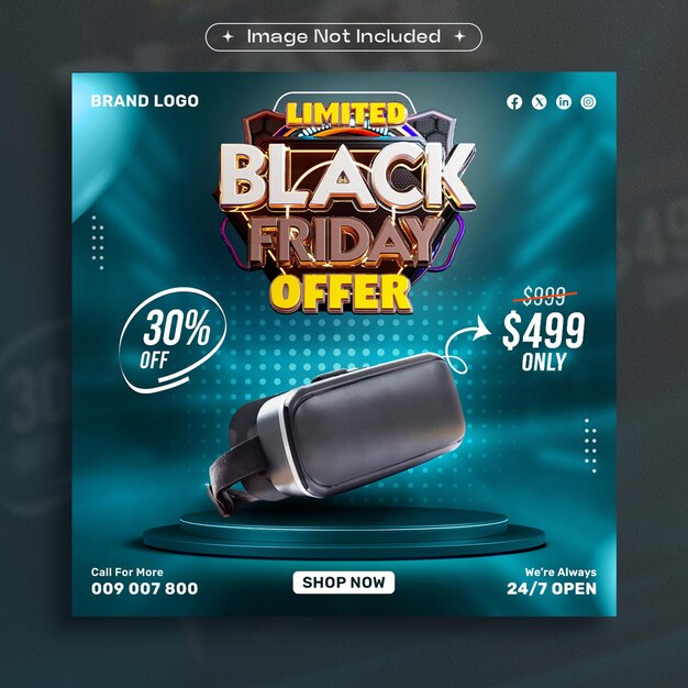 Black Friday Mega Sale Social Media Post Design Template – Free Download