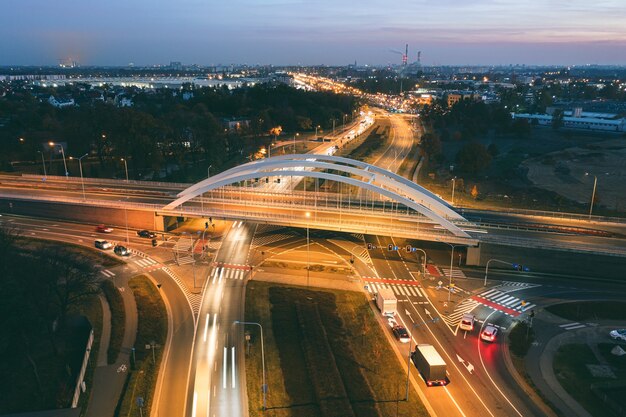 Stunning Evening View of an Automobile Bridge in Wroclaw, Poland – Free Download