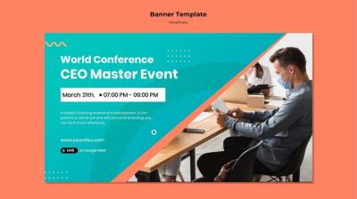 Horizontal Banner Design for CEO Master Event Conference – Free Download