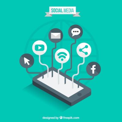 Flat Social Media Background Featuring Mobile Phone – Free Download