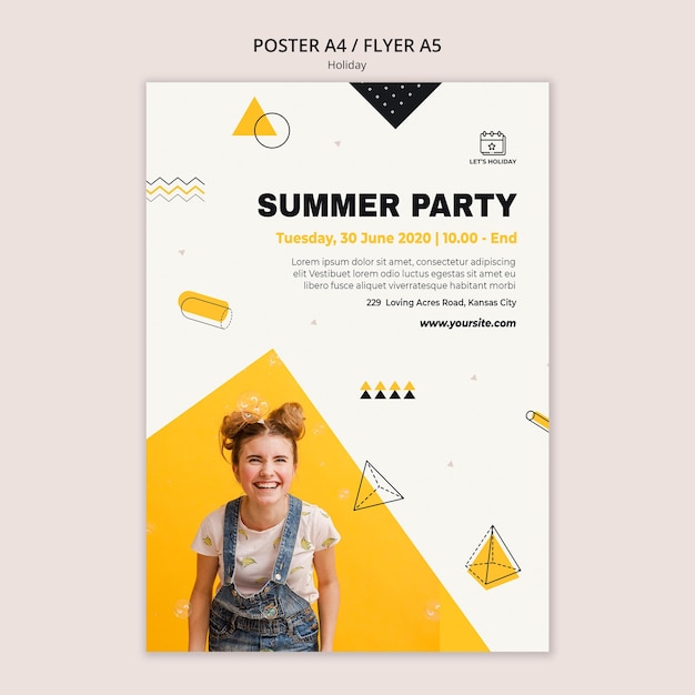 Dynamic Summer Holiday Party Poster Template – Free Download