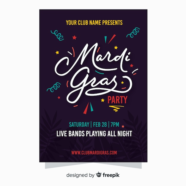 Mardi Gras Flyer Vector Template – Free Stock Photo Download