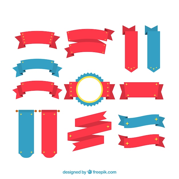 Red and Blue Ribbons Vector Templates – Free Download