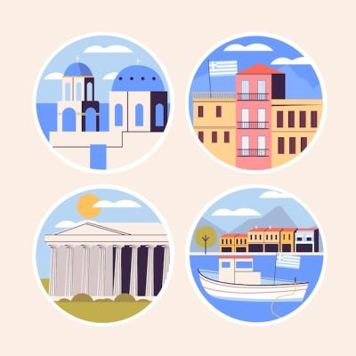 Naive Greece Stickers Collection – Free Stock Photos for Download